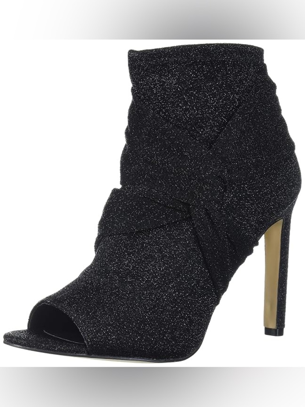 Jewel Badgley Mischka Rockford boot fabric glitter peep toe heel